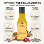 Wild Organic Argan Oil -100% Pure Cold Pressed Moroccan Oil for Hair, Beard & Skin | Natural Moisturizer- 100ml