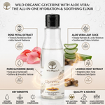Wild Organic New Glycerine with Aloe Vera & Licorice Extract, Rose Fragrance-100ml