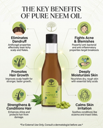 Wild Organic Cold Pressed Neem Oil for Hair, Skin & Beard | Natural Multipurpose Oil | Men & Women | 100 ml