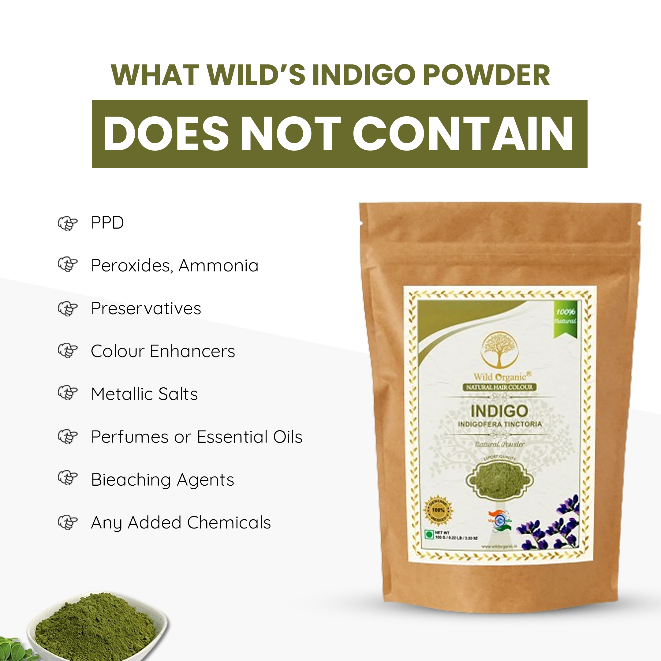 Indigo Powder Color Indigo Powder (100gm) Natural Hair Colour Online - Natural Hair Color ...