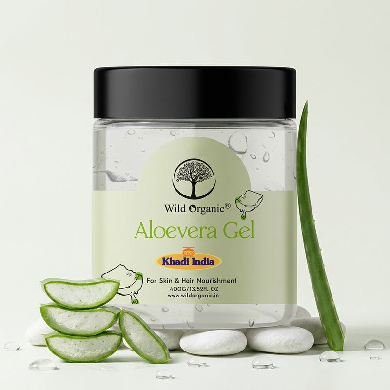 Wild Organic 100% Pure Aloe Vera Gel for Face, Skin & Hair | Deep Hydration | Soothes Sunburn | Moisturizes Dry Skin | Helps Reduce Acne & Blemishes | Natural Multipurpose Aloe Gel | 400g