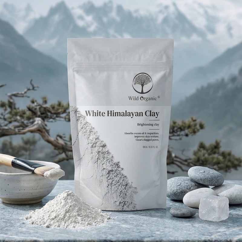 Wild Organic White Himalayan Clay Powder - Brightening Clay - 100gm
