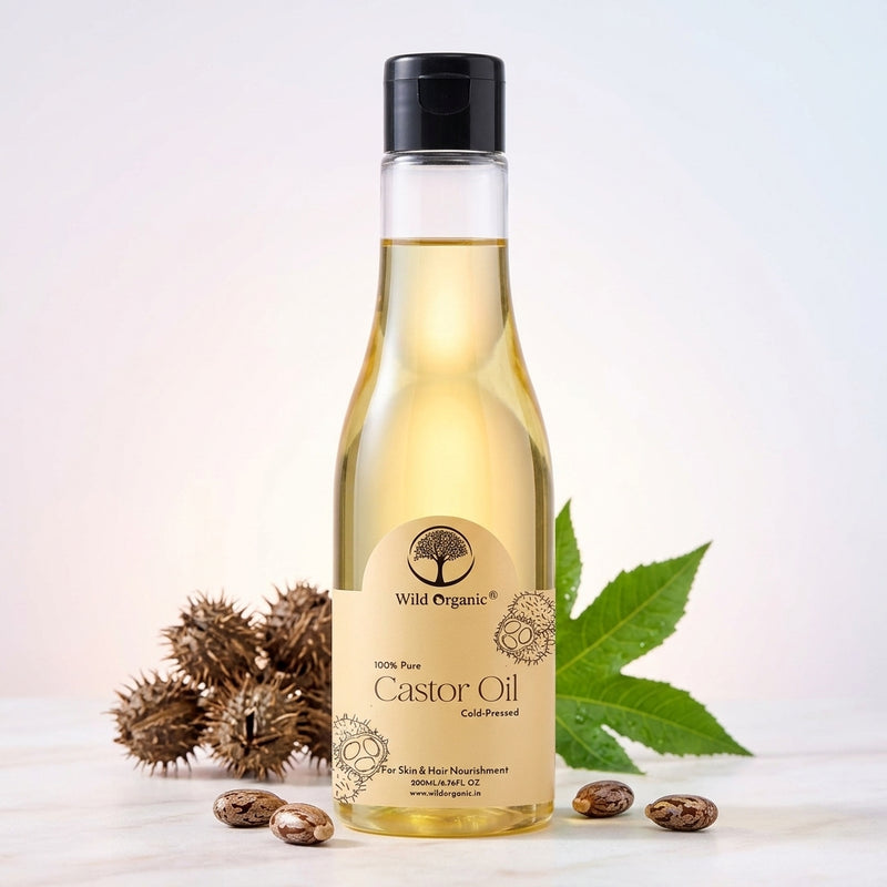 Wild Organic 100% Pure Cold Pressed Castor Oil| Hair Growth, Beard, Eyelashes, Eyebrows & Skin Care