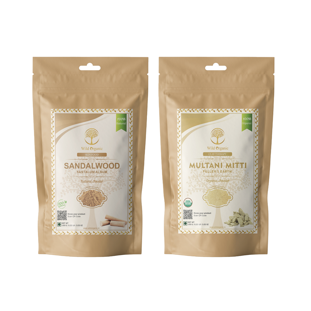 INSTANT GLOW COMBO - Multani Mitti and Sandalwood Powder – Wildorganic ind